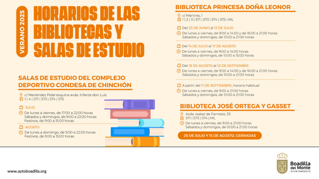 horario verano bibliotecas y salas