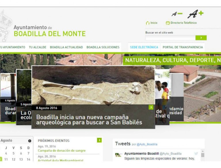 Las secciones más visitadas de la web del Ayuntamiento de Boadilla