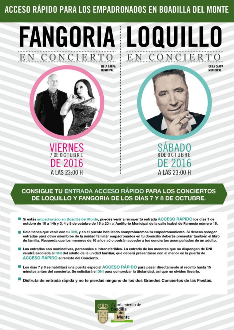 Si eres de vecino de Boadilla puedes entrar más rápido a los conciertos