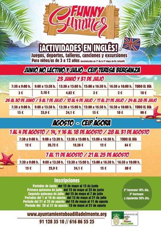 Abierto el plazo de inscripción de los campamentos de verano en colegios