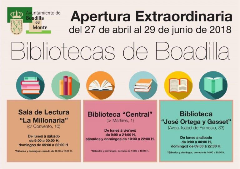 Horarios de exámenes en las bibliotecas de Boadilla