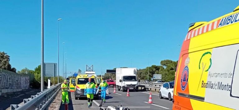 Un accidente de moto en la M-50 deja dos heridos, uno de ellos de gravedad